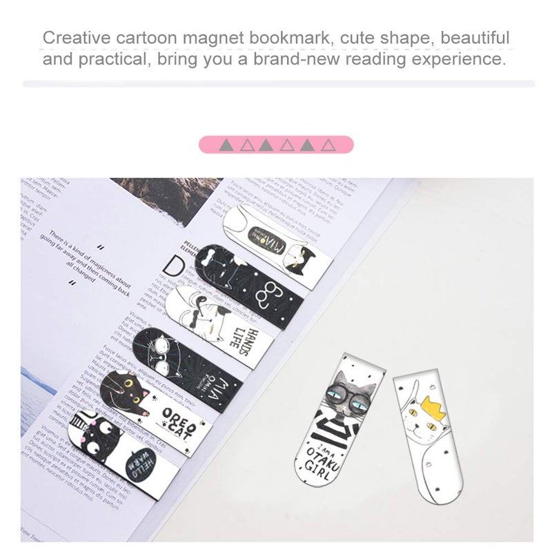 IYOOH 30 Pieces Cute Magnetic Bookmarks Bulk for Women/Men, Dual Sided Rainbow Film Laminated Page Clips, Plain Magnet Page Markers, Cool Paper Bookmarks for Students Reading Giveaways (Cat) - Image 5